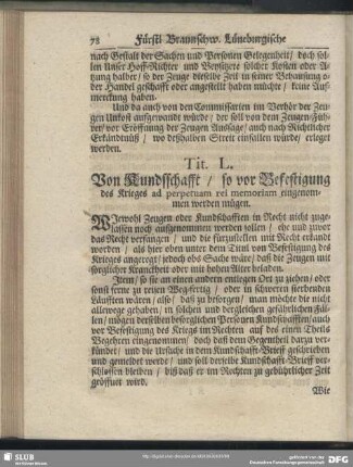 Tit. L. Von Kundschafft, so vor Befestigung des Krieges ad perpetuam rei memorian eingenommen werden mügen