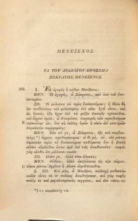 Platons Werke : griechisch und deutsch ; mit kritischen und erklärenden Anmerkungen, 7. Menexenos