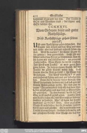 CCXXXVI. Vom Gedeyen böser und guter Rathschläge. Böse Rathschläge gehen selten zurück.