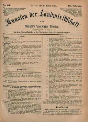 No. 29. Berlin, den 9. April 1873. XIII. Jahrgang.