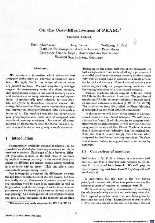 On the cost-effectiveness of PRAMs : extended abstract
