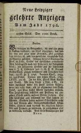 82stes Stück. Den 10ten Octb.
