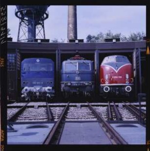 Versuchsdiesellok "DB 202 003-0" (DE 2500 UmAn), Europalok DB 184 112-1 (E 410 012) und Streckendiesellok V 200