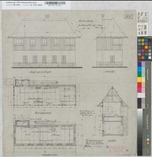 Revisionszeichnung für Stellwerk "Hde" auf Bahnhof Hamm: Grundrisse, Ansichten, Schnitt, M. 1:50 Hgs, Sknr.: 2, Fanr.: 1, Bunr.: 9