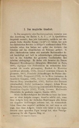 Die magischen Figuren : allgemeine Lösung und Erweiterung eines aus dem Alterthume stammenden Problems