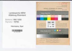 Entnazifizierung Karl Hermens, geb. 11.02.1895 (Vertreter)