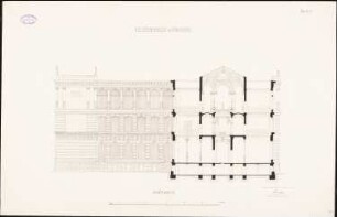 Kollegiengebäude der Kaiser-Wilhelm-Universität Straßburg Wettbewerb: Seitlicher Querschnitt