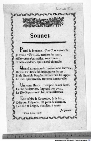 Sonnet : [Anfang:] Parmi le printems ...