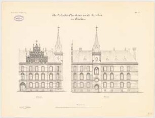 Katholisches Pfarrhaus, Breslau: Südansicht Ostansicht 1:100