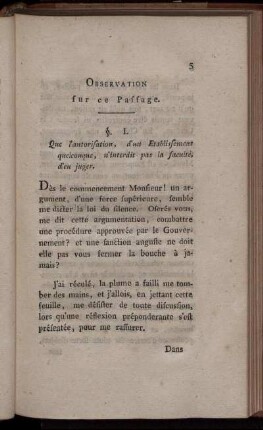 Observation sur ce Passage.