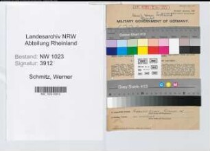 Entnazifizierung Werner Schmitz , geb. 07.05.1903 (Prokurist)