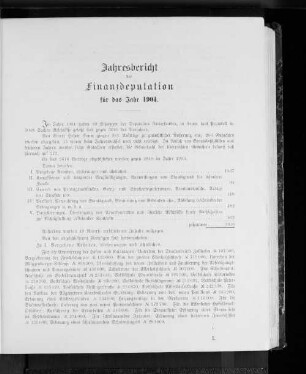 Jahresbericht der Finanzdeputation für das Jahr 1904.