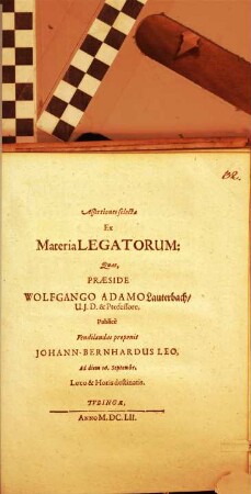 Assertiones selectae ex materia legatorum