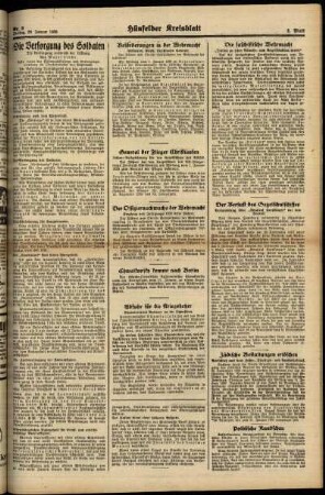 Zweite Ausgabe vom Freitag, den 20. Januar 1939.