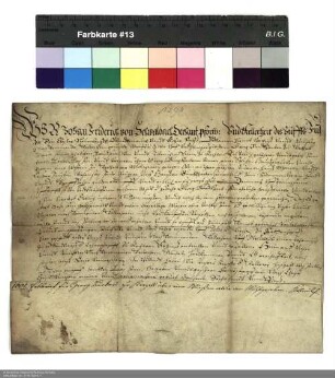 Johann Friedrich von Schwalbach, Dechant, Pförtner und Kellerherr des Stifts Fulda, gibt eine Wiese in Kerzell zu Lehen