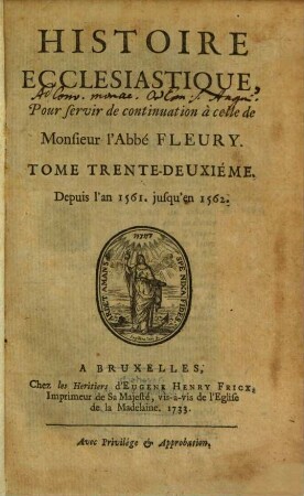 Histoire Ecclesiastique, 32. Depuis l'an 1561. jusqu'en 1562.