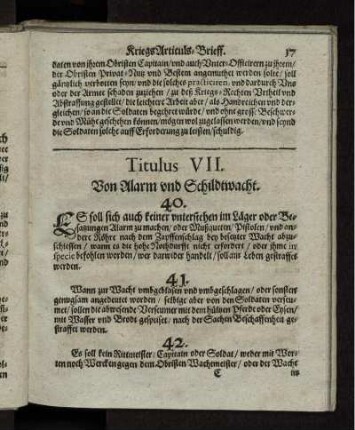 Titulus VII. Von Alarm und Schiltwacht