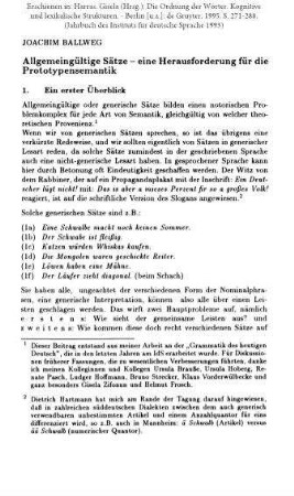 Allgemeingültige Sätze - eine Herausforderung für die Prototypensemantik