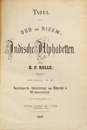 Tabel van oud- en nieuw-Indische alphabeten