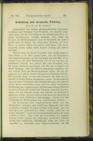Belichtung und chemische Wirkung
