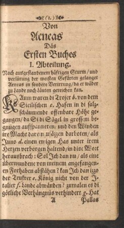 Von Aeneas Däs Ersten Buches ...