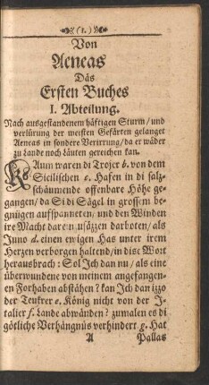 Von Aeneas Däs Ersten Buches ...