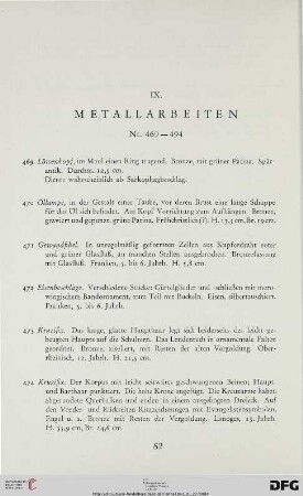 IX. Metallarbeiten (Nr. 469-494)