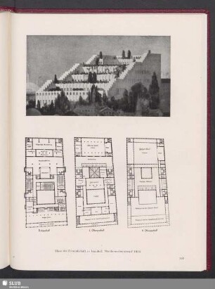 Haus der Freundschaft in Istanbul. Wettbewerbsentwurf 1916. Erdgeschoß, 1. Obergeschoß, 2. Obergeschoß
