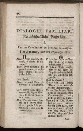 Dialoghi Familiari. = Freundschaftliche Gespräche.