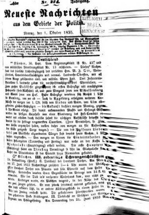 Neueste Nachrichten aus dem Gebiete der Politik. 1855 = Jg. 8, 10 - 12