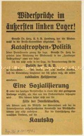 Flugblatt der SPD gegen die USPD