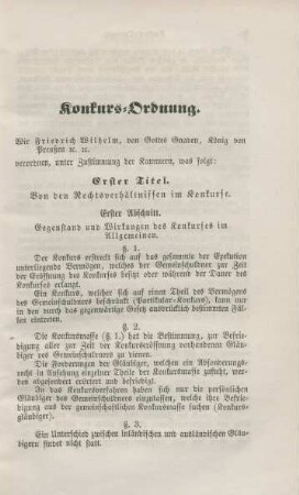 II. Konkurs-Ordnung vom 8. Mai 1855.