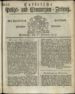 Nr. 11, Mittwoch, den 8ten Februar 1815