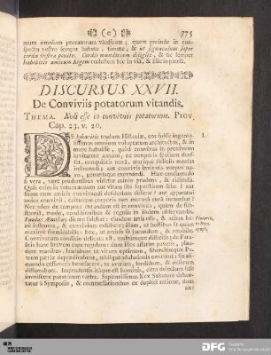 Discursus XXVII. De conviviis potatorum vitandis