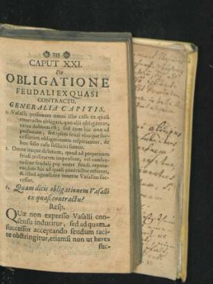 Caput XXI. De Obligatione Feudali Ex Quasi Contractu.