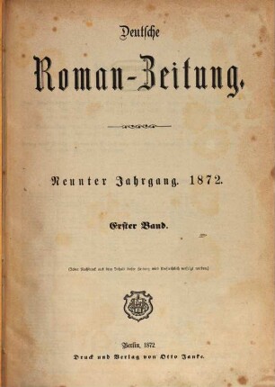 Deutsche Roman-Zeitung. 1872,1, 1872,1 = Jg. 9