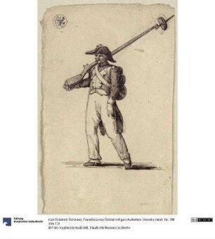 Französischer Soldat mit geschultertem Gewehr