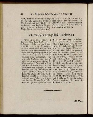 VI. Anzeigen bevorstehender Witterung
