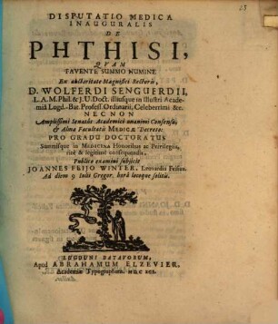 Disp. med. inaug. de phthisi
