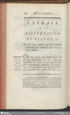 Extrait De La Dissertation De Stenon, Sur les corps solides qui se trouvent naturellement contenus dans d'autres corps solides