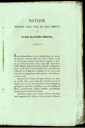 Notizie Intorno Alla Vita Ed Agli Scritti