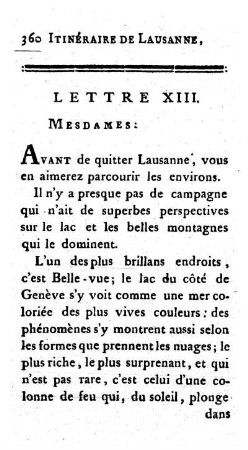 XIII. Des environs de Lausanne, superbes points de vues.