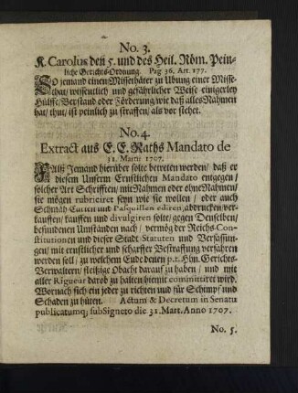 No. 3. K. Carolus den 5. und des Heil. Röm. Peinliche Gerichts-Ordnung.