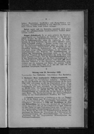 Sitzung vom 29. November 1932.