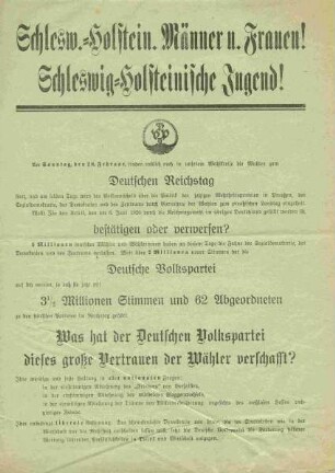 Schlesw.-Holstein. Männer u. Frauen!. Schleswig-Holsteinische Jugend!