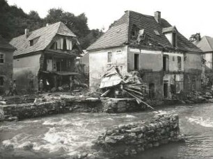 Unwetterkatastrophe im Osterzgebirge am 8./9. Juli 1927. Berggießhübel. Zerstörungen nach der Hochflut