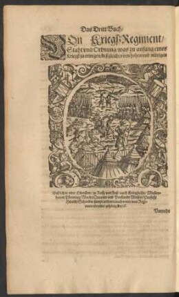 Das Dritt Buch/ Von Kriegß Regiment/ Staht und Ordnung ...
