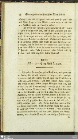 XVIII. Für die Empfindsamen