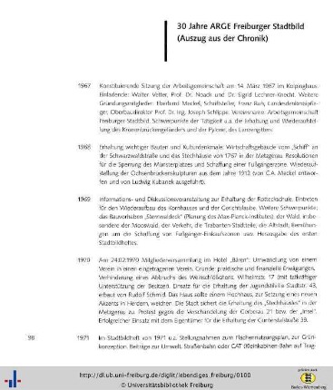 30 Jahre ARGE Freiburger Stadtbild (Auszug aus der Chronik 1967-1997)