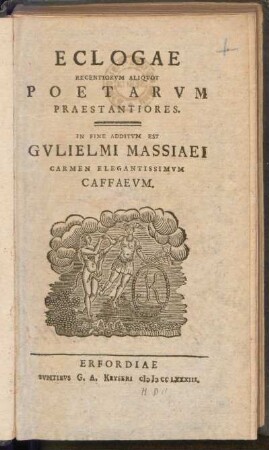 Eclogae Recentiorvm Aliqvot Poetarvm Praestantiores